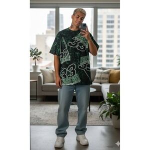 Vintage NASCAR Harry Gant #33 All Over Print Shirt Mens Sz L MARKED 90's Cotton